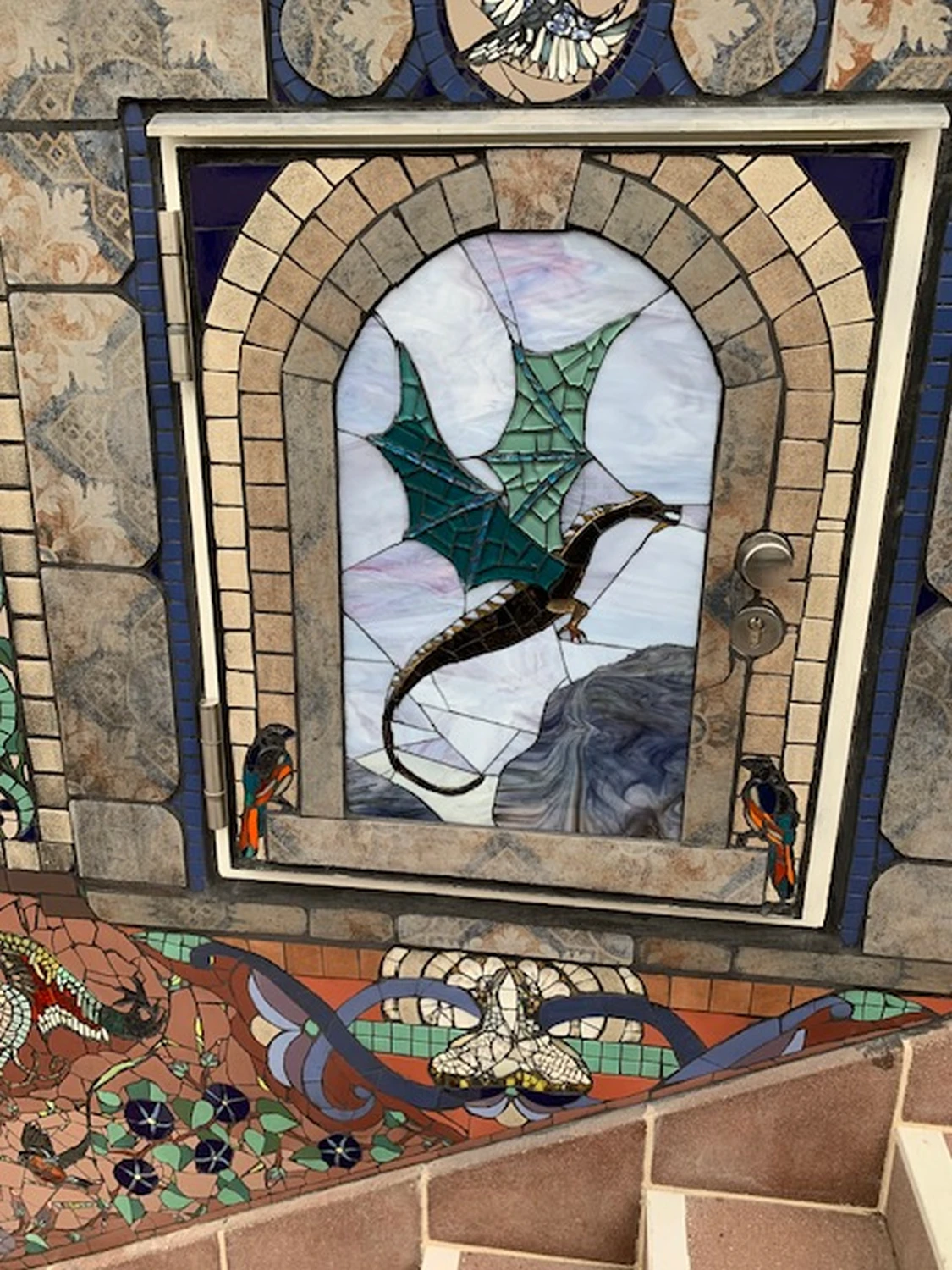 Natlie Ann Löffler, Dragon from window view mosaic art
